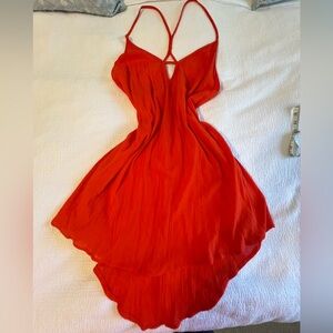 Vibrant Orange Spaghetti Strap Cover-Up Dress